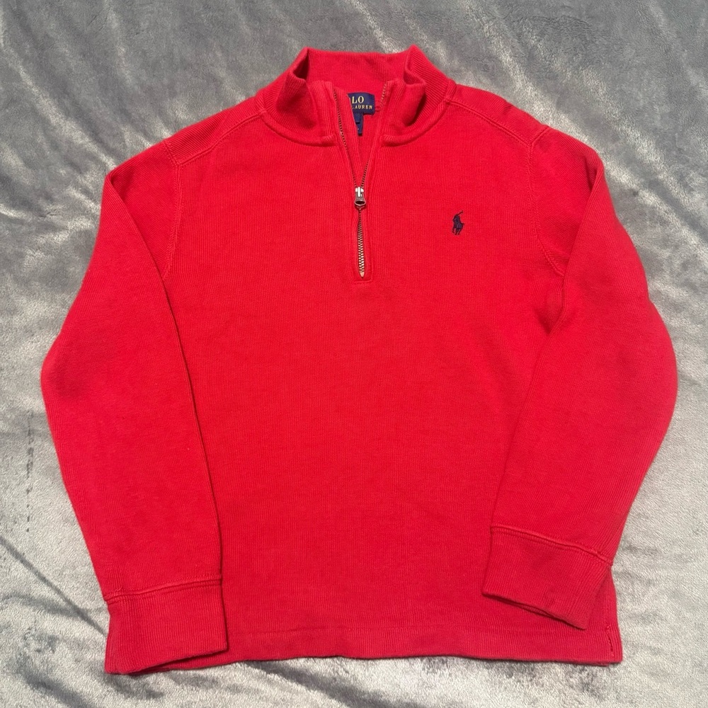 Boys Size 6 Polo by Ralph Lauren Red Zip-Up Sweater